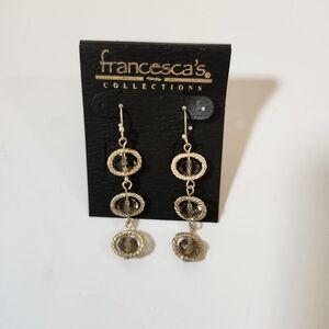 Francesca's Collections Gold and Olive Green Dangle Earrings